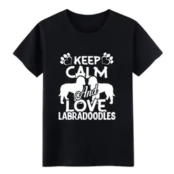 Keep calm and love labradodle футболка для мужчин с принтом 100% хлопок О образным вырезом Уникальный Солнечный свет Мода Летний стиль тенденция