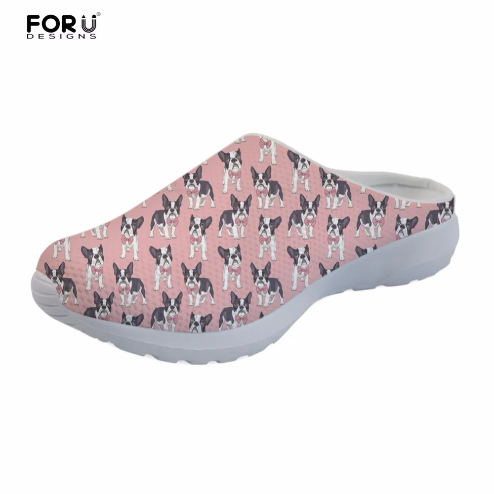 

FORUDESIGNS Pink Cute Women Sandals Animal 3D Boston Terrier Print Summer Ladies Shoes Woman Slippers Women's Home Sandals Mujer