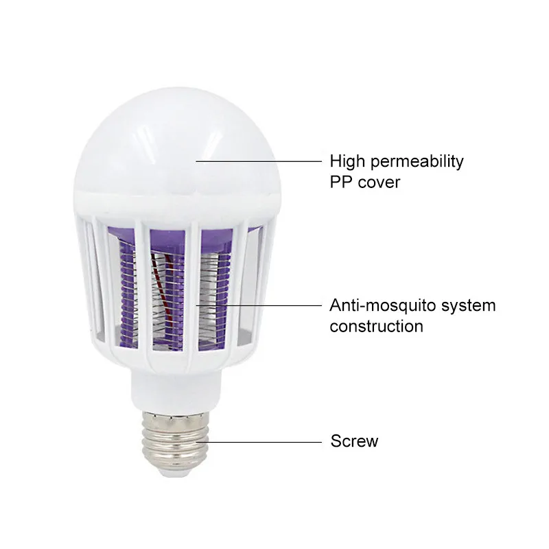 E27 светодиодный против комаров убийца лампа светодиодный Светодиодная лампа для дома светильник ing мухобойка, лампа-ловушка для насекомых анти москитный Отпугиватель москитов средство светильник Прямая поставка