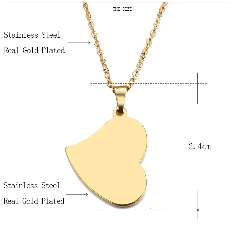 CACANA Stainless Steel Necklace For Women Man Lover's Real Heart Gold And Silver Color Pendant Necklace Engagement Jewelry
