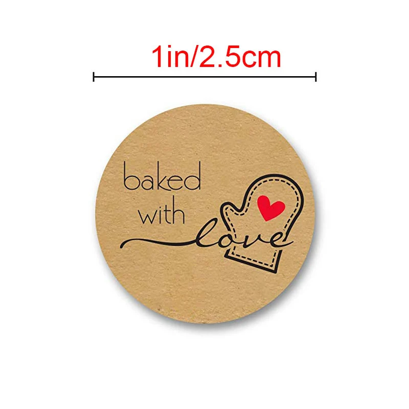 

1"Inch Round Natural Kraft with Stickers Suitable for baked with handmade or homemade gift party decoration/500 Labels per roll