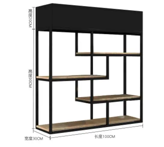 Tie yi partition shelf simple solid wood partition flower shelf restaurant cafe office retro short flower shelf