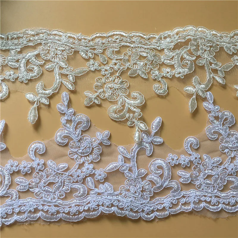 

9Yards Beautiful Embroidered Lace Trim Ribbon Wedding Bridal Dress Applique DIY Sewing Craft Two Colors To Choose High Quality