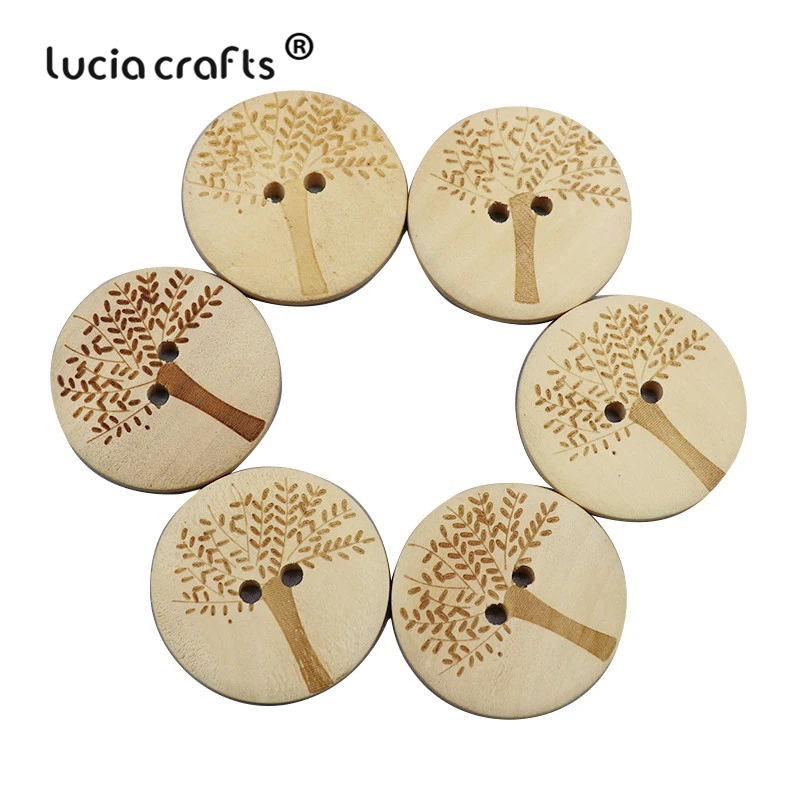 Lucia crafts 6 шт. круглые пуговицы из натурального дерева лазерные Резные узоры
