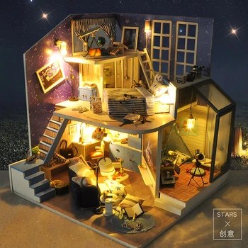 

Diy DollHouse For Girl & Boy Diy Miniature Dust Cover 3d Wooden Diy Dollhouse Model Puzzle Toys For Children Birthday Gift