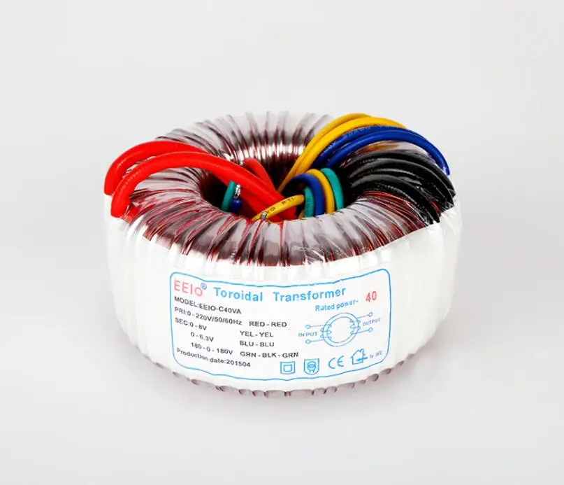 180V-0-180V 0.1A+ 6,3 V 2A+ 8 V 2A tranformer 40VA oroidal трансформатор медь пользовательские трансформатора 220 V входного силового трансформатора