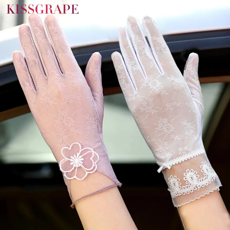 2018 New Spring Women's Driving Lace Gloves Ladies Summer Gloves Sunscreen Female Touch Screen Gloves Anti-slip Elegant Guantes
