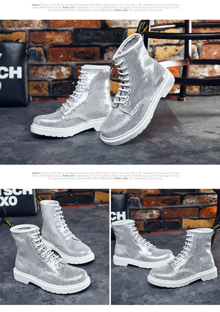 SWONCO martin boots women shoes genuine leather high top white sneakers platform ankle boots for women platform boot 41 44