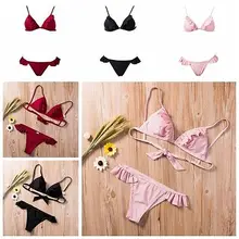 Новинка, сексуальные бандажные бикини с пуш-ап, цветочный бандо, купальник, пляжная одежда, купальный костюм