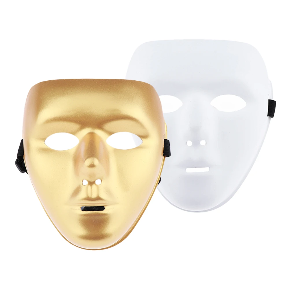 

Halloween White/Gold Face Mask Costumes Horror Movie Role play for Women Mens Party Cosplay