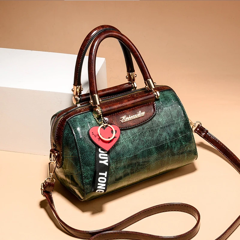 

2019 Luxury Brand Cross-body Bag Fashion Leather Boston Bags Crocodile Handbags Lady Famous Brands Casual Tote Shoulder BE-8362
