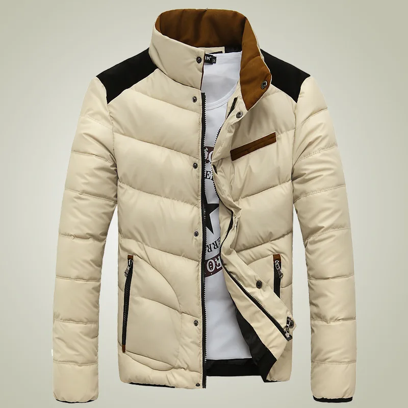 Men warm coats popular jacket men solid color stan...