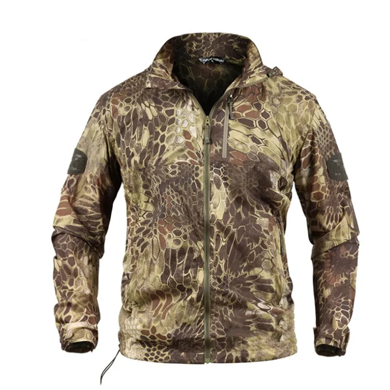 Военная куртка тактическая верхняя одежда для улицы охотничья походная куртка для верховой езды камуфляжная дышащая тактическая ветровка - Цвет: Green snack