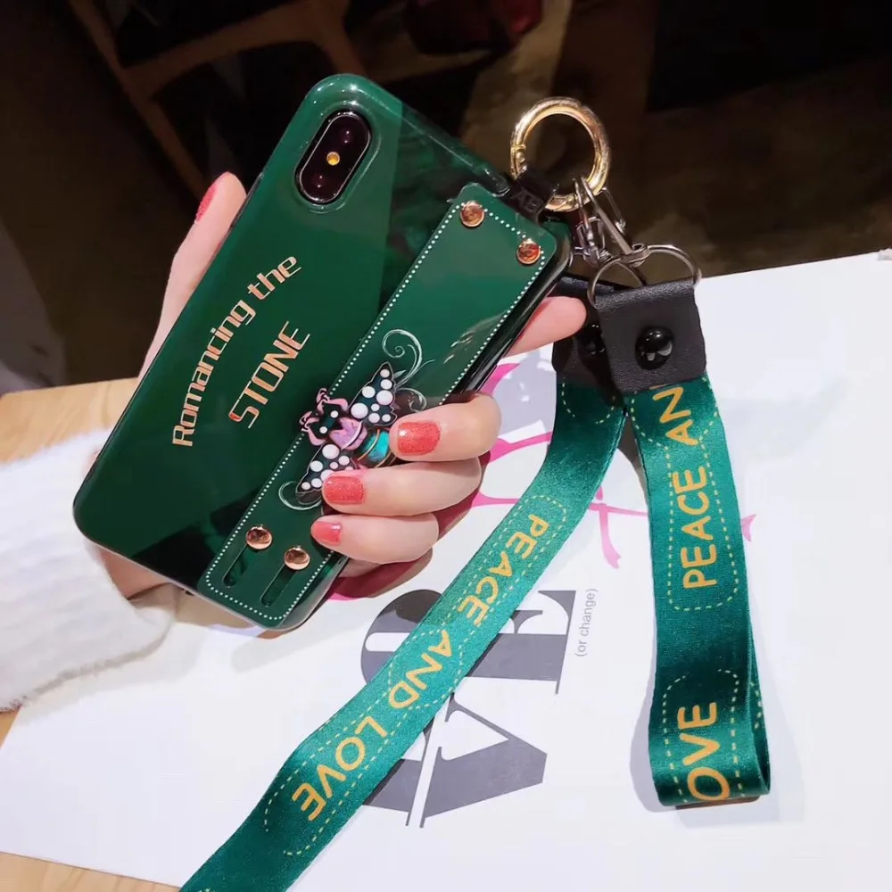 Брендовый мягкий чехол с ремешком на запястье для iphone 7 8 6 6s plus задняя крышка X Xs max