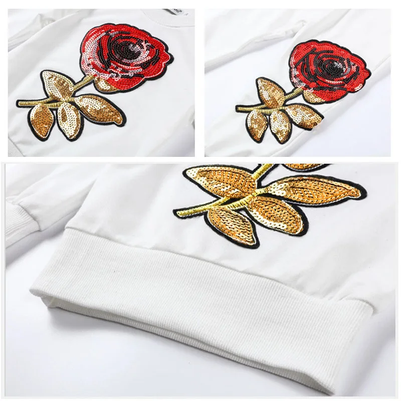 Children's big rose sequined casual wear (8)