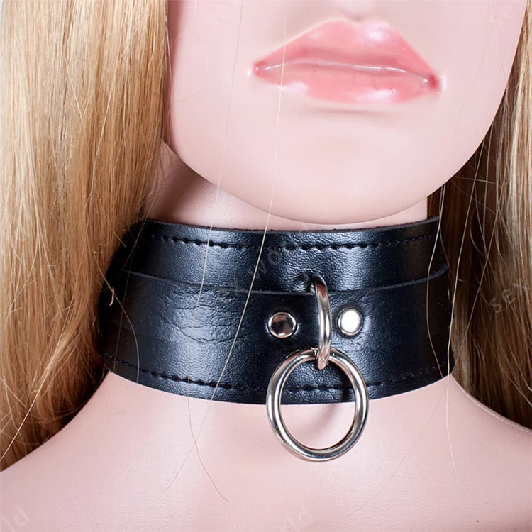 Balck PU Leather Bdsm Fetish Bondage Sex Neck Collar Ad