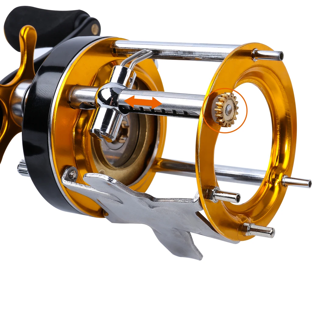 Round Baitcasting Reel - High Speed Trolling Fishing Conventional Reel - Reinforced Metal Body & Star Drag 