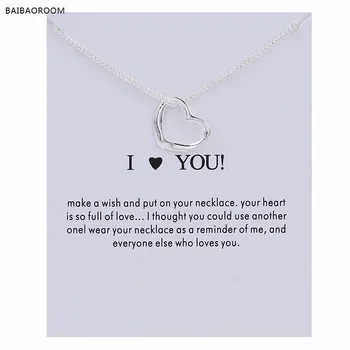 

12pcs Hot Sale Sparkling Love Pendant necklace Silver plated Clavicle Chains Statement Necklace Women Jewelry(Has card)