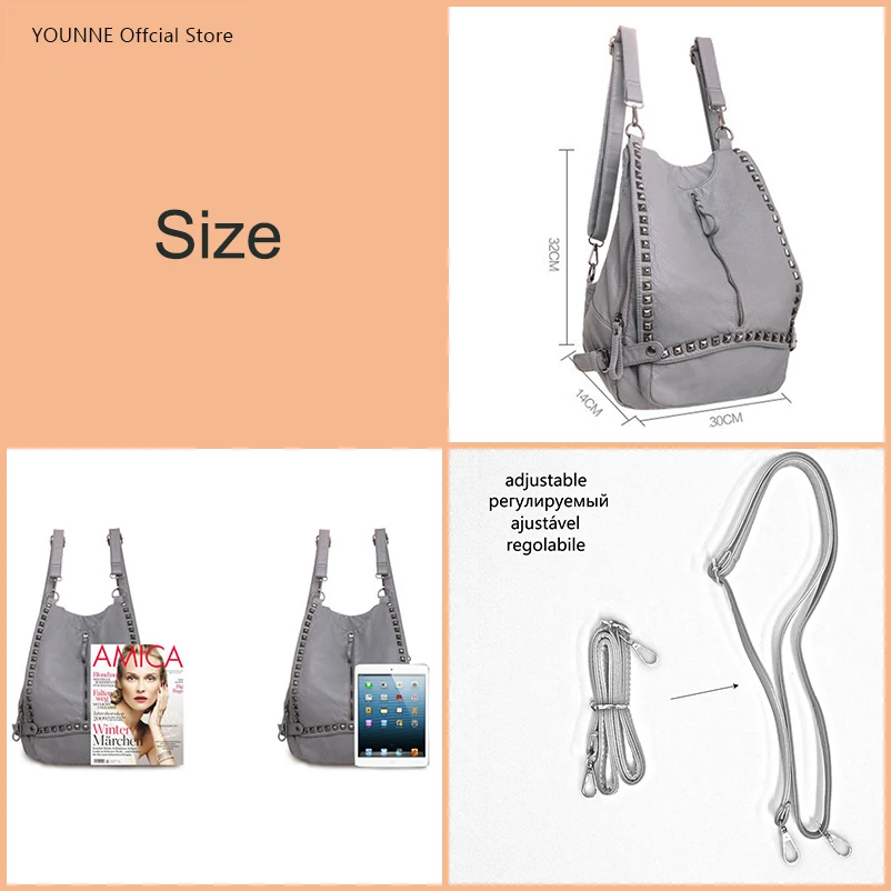 YOUNNE Women Leather Backpack Female Zipper Fashion Style Backpacks Young Girl Casual Shoulder Bag Lidy Softback Solid Hand Bag05