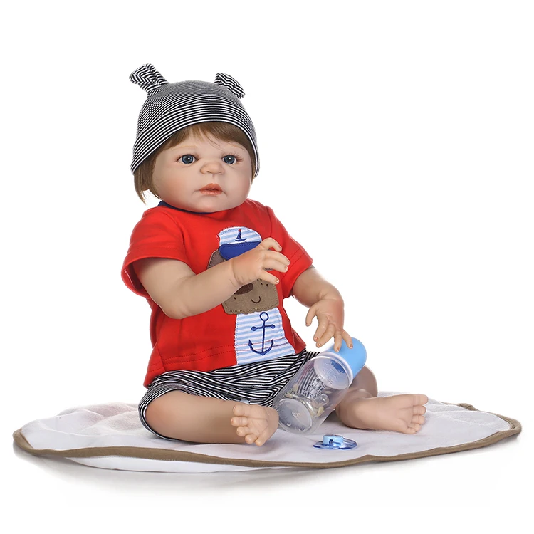 NPKCOLLECTION всего тела силикона Reborn Baby Doll игрушки 46 см для новорожденных Для маленьких мальчиков подарок на день рождения Рождественский