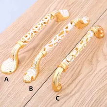 96mm 128mm europe deluxe 24K golden ivory white furniture handle golden white cutout kitchen cabinet dresser door handle pull