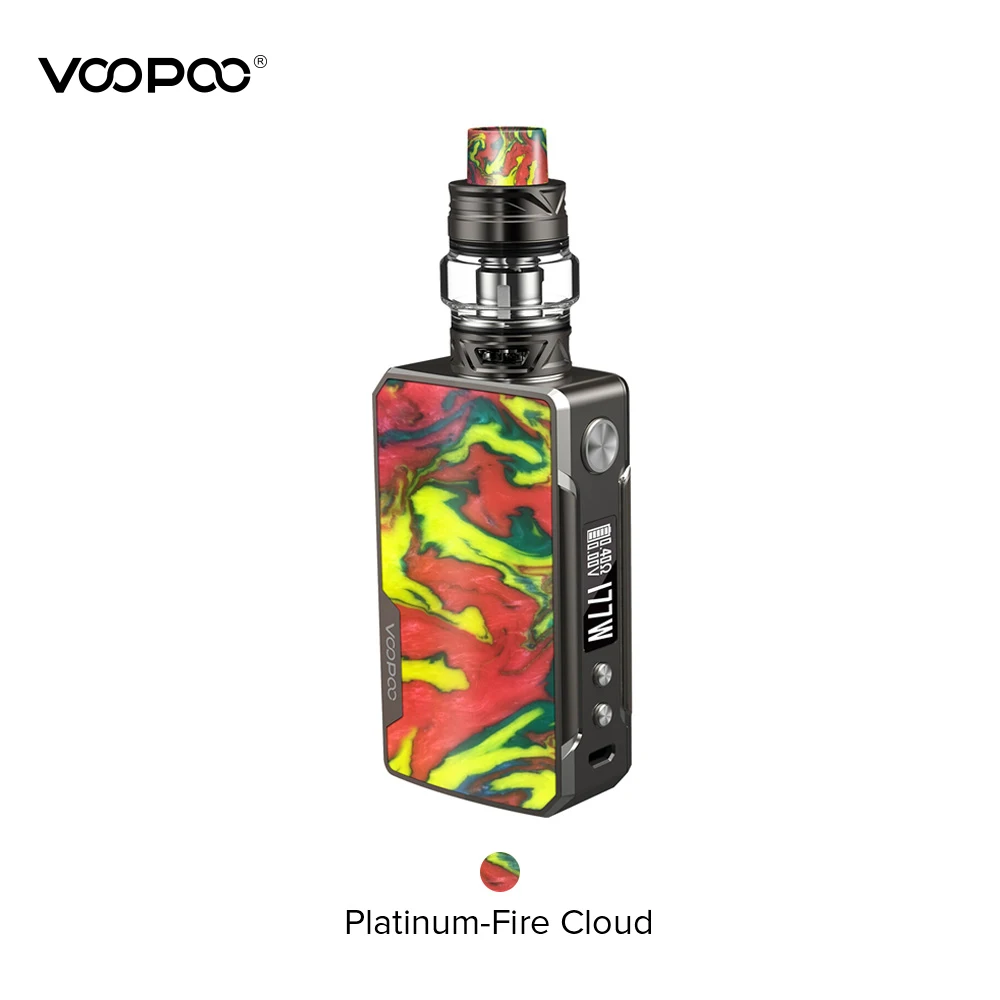 Новейший VOOPOO DRAG 2 комплект из платины с 5 мл Uforce T2 Танк Макс выход 177 Вт Двойной 18650 Батарейный блок мод электронная сигарета комплект - Цвет: Platinum-Fire Cloud