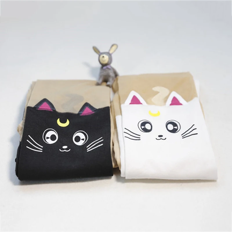 

1piece Women Girl sexy tights lady spring autumn cat pantyhose black and white
