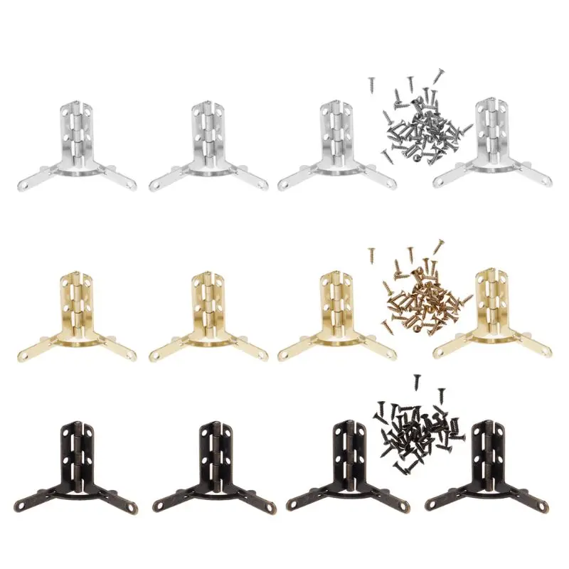 

4Pcs Jewellry Gift Box Wood Chests Spring Hinges 90 Degree Support with Screws