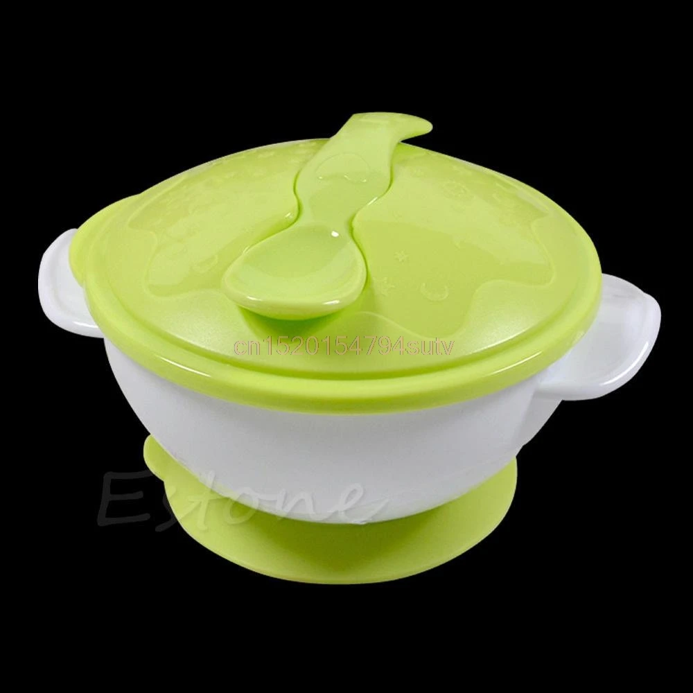 Детская Нескользящая чаша на присоске, набор посуды, миска на присоске# h055 - Цвет: Зеленый