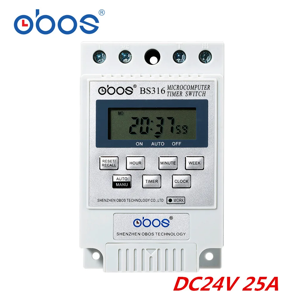 BS316 25A DC24V DC12V интеллектуальный микрокомпьютер программируемый электронный таймер реле времени контроллер DC24V DC12V - Цвет: DC24V