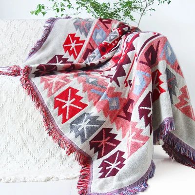 

cotton Ultra thick winter cotton sofa towel geometric bright color blanket cover bed end blanket tapestry Doubles