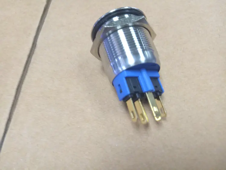 10pcs lot 3A/220V 24V LED DPST 22mm Momentary Stainless Steel Push