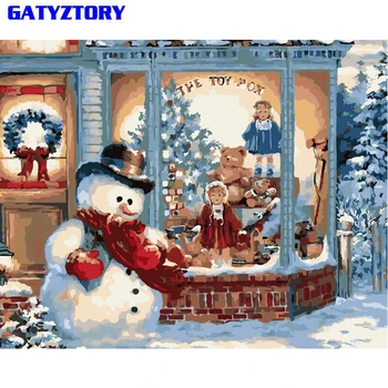 

GATYZTORY Frame Christmas Snow DIY Painting By Numbers Landscape Handpainted Oil Painting Modern Wall Art Home Decor Unique Gift