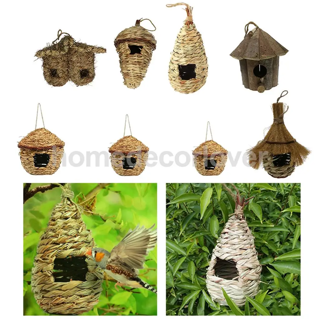 Small Woven Bird Nest Box Wild Life Hanging Pocket House Cold