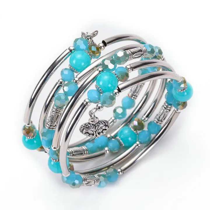 

Bright Moon Fashion Natural Crystal Winding Bracelet Natural Stone Multi-layer Multi-layer Peach Heart Bracelet Women