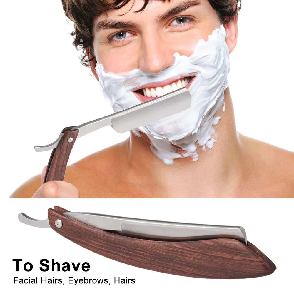 

Wooden Handle Straight Razor Straight Edge Razors pro men Folding Shaving Knife Manual Beard Shaver Cutter Barber Shaver Tool