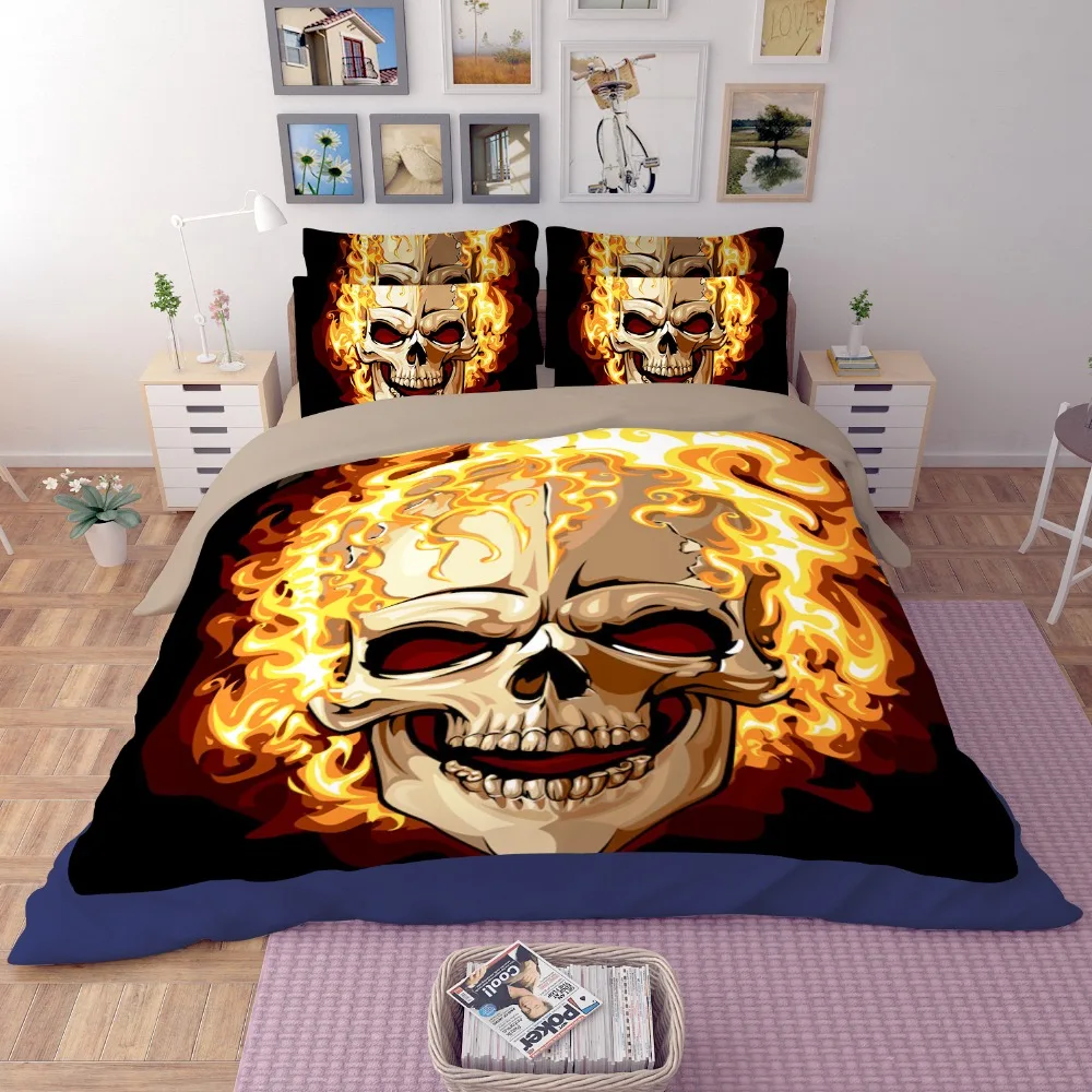 

Free shipping new design 3d cranium/skull/head 3/4pcs bedding set without the filler home textile single/twin full queen size