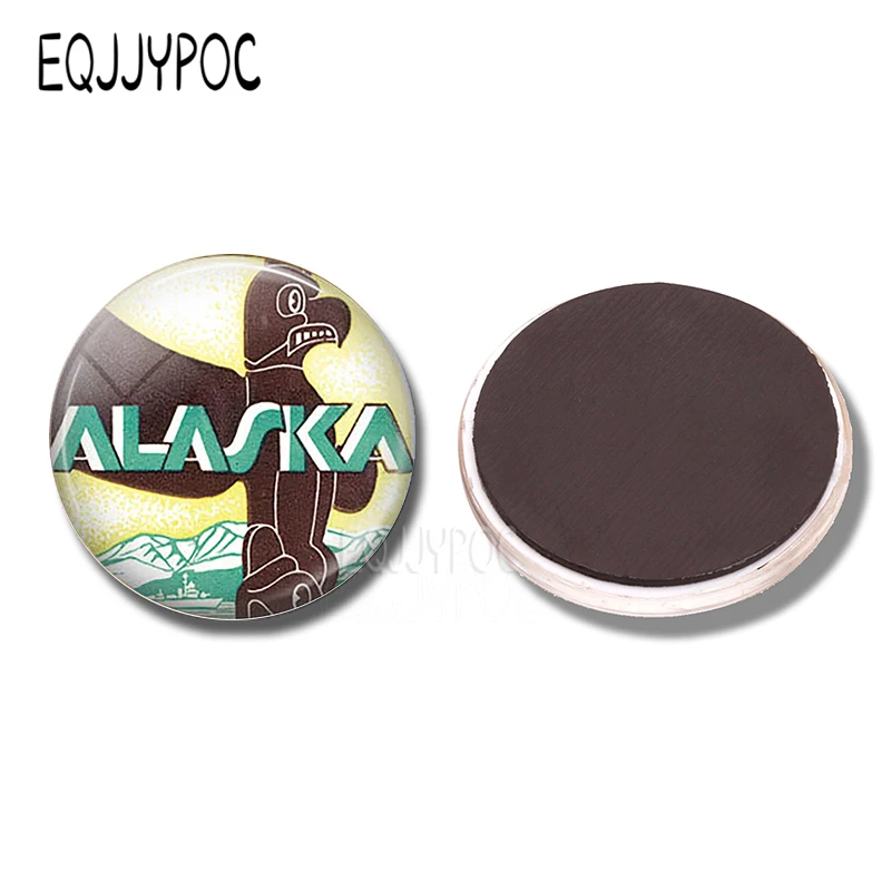 Винтажные Аляски магниты на холодильник 30 мм магнит холодильник стеклянный купол Аляска Тотем Полюс путешествия художественный сувенир магнитные наклейки - Цвет: AS SHOW