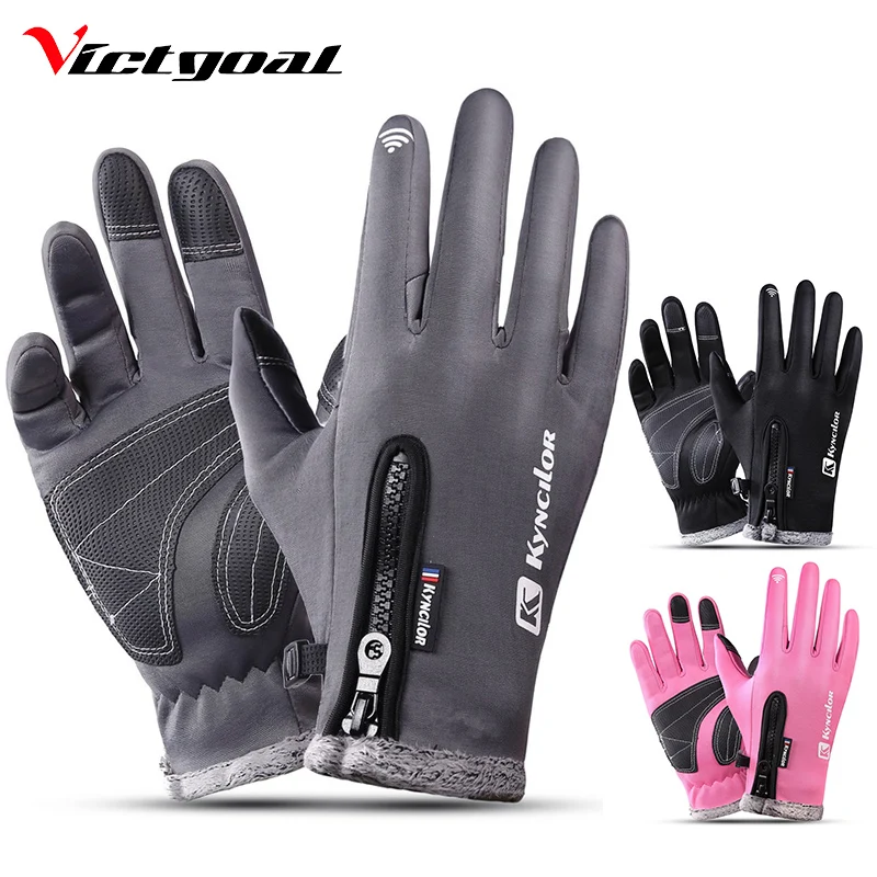 VICTGOAL Winter Cycling Gloves Full Finger Men Women Thermal Waterproof Ski Gloves Touch Screen Outdoor Sport Motorcycling Glove