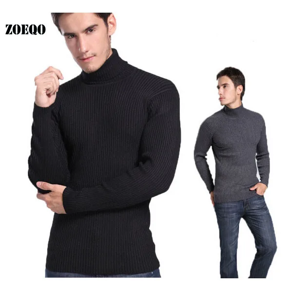 

ZOEQO High Quality turtleneck Sweater Men Pullovers Brand winter warm Knitting long sleeve thick Knitwear Sweaters Plus size