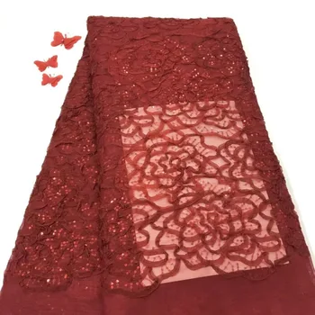 

Factory price L-12293 Nigerian lace fabrics nice design embroidered cord Tulle fabric