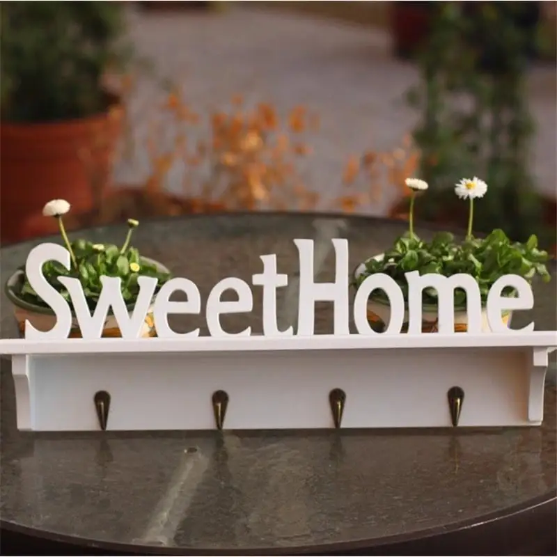 

Sweet Home Shelves Hat Key Holders 4 Hooks Wall Mounted Storage Organizer Wall Hanger Home Rack Hanging Hooks Home Decoration D3