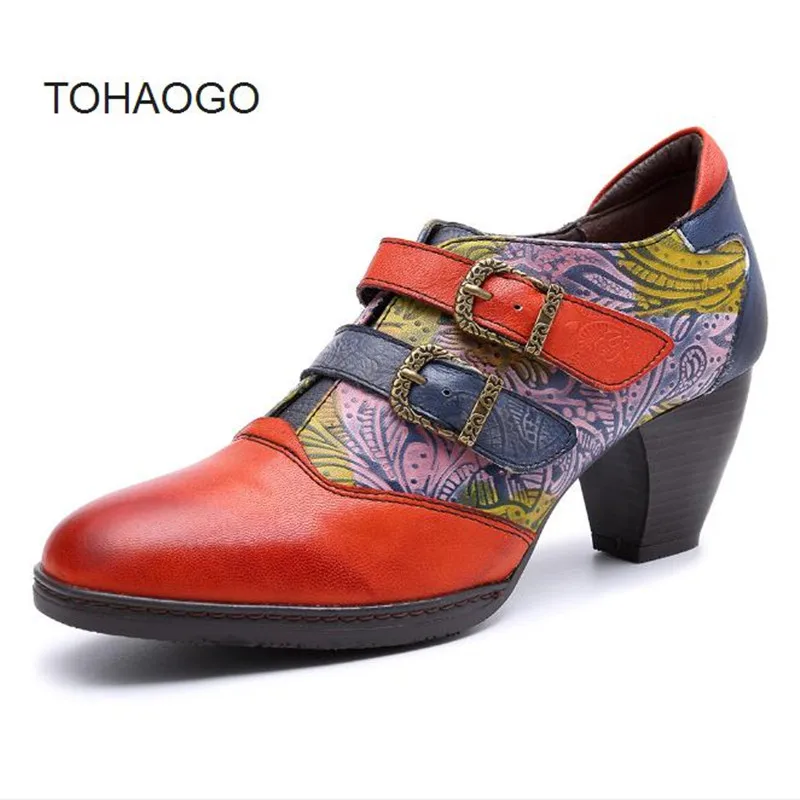 

Women's shoes fashion Large size High heels Spanish style retro mid heel Women Shoe Oxford shoes Female Heels women pumps