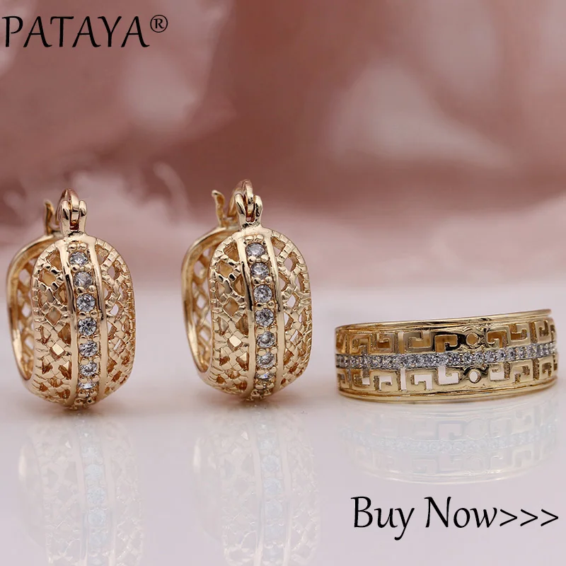 PATAYA, Новое поступление, подарок из белого золота для женщин, модное, изящное, милое кольцо, ювелирное изделие, 585 розовое золото, натуральный циркон, кольца для свадебной вечеринки
