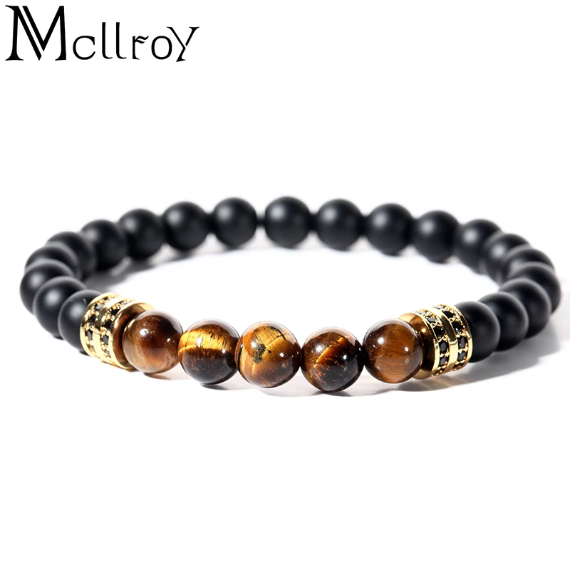 

Mcllroy beaded bracelet men 8mm natural round stone tiger eye stone beads beaded friendship bracelet cool bracelets men sieraden