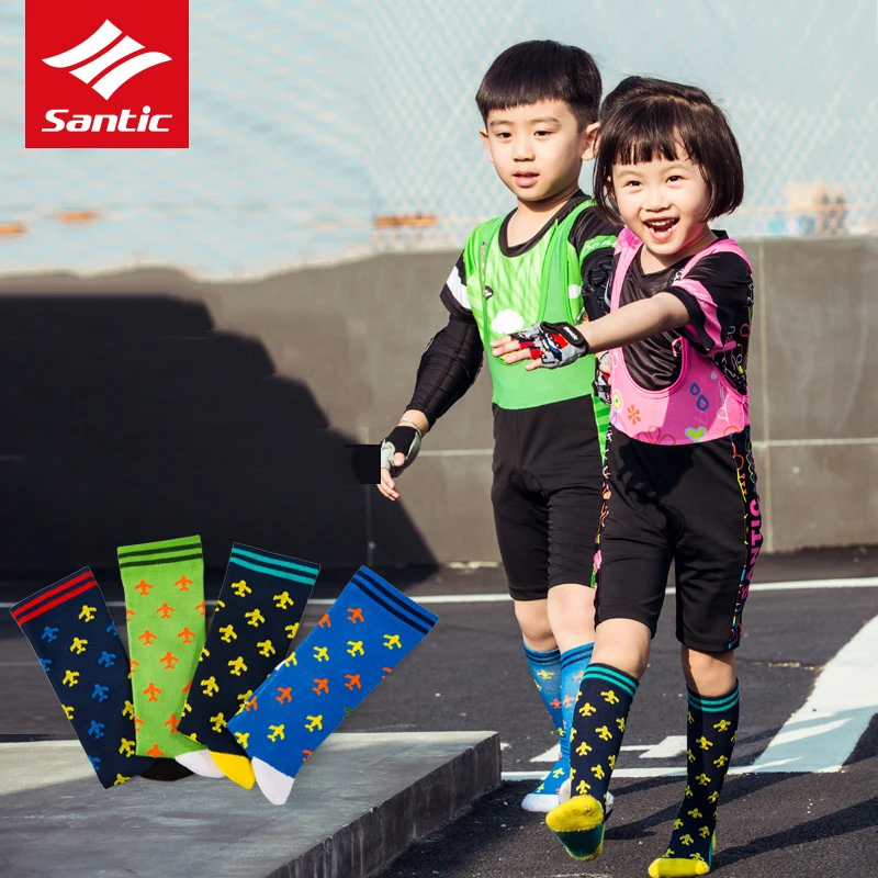 SANTIC профессиональные детские носки для велоспорта детские велосипеды Носки дышащие спортивные носки до колена для мальчиков и девочек
