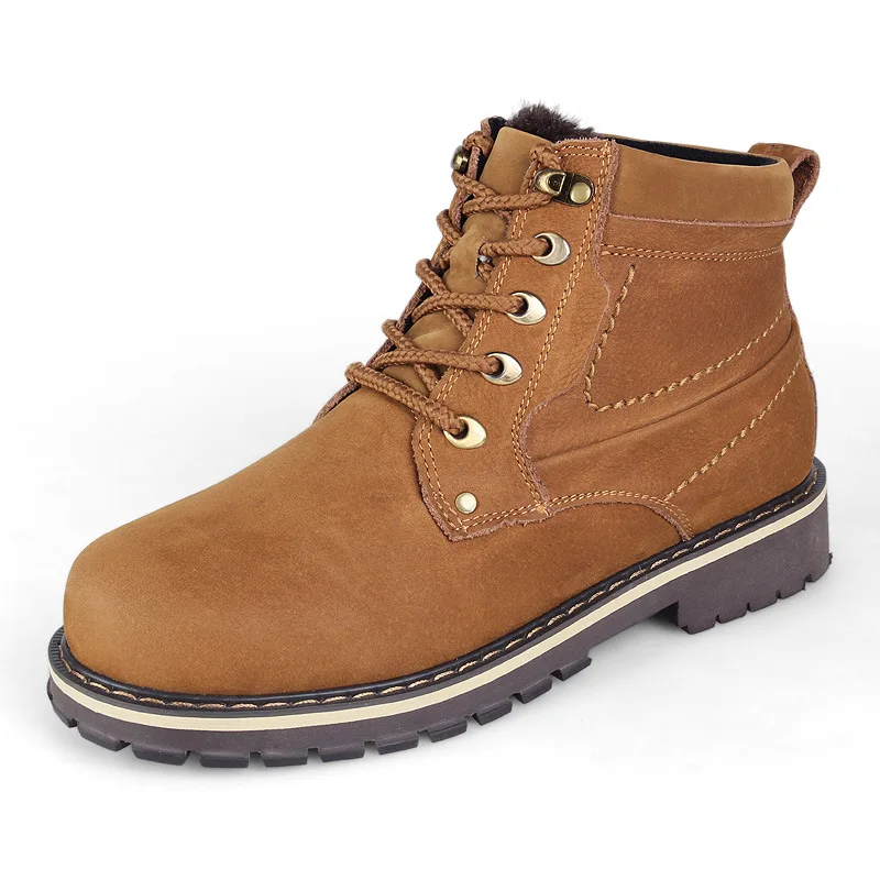 

Full Grain Leather Men Winter Boots Size 38~50 Handmade Warm Men Winter Shoes Genuine Leather Ankle Martin Boots