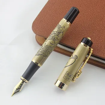 

Jinhao Calligraphy Fountain Pen Bent Nib, Descendants of The Dragon, Brassy for Art, Painting, Writing Office Supplies