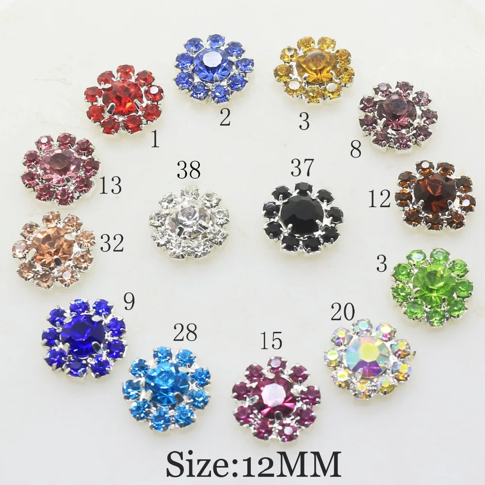 

10 Pcs 12mm Crystal Rhinestone Button Flat back DIY Decoration for can mix color