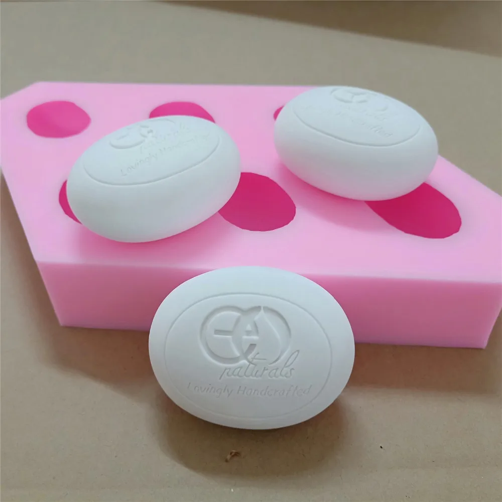 Oval Design Customize Soap Mold with Brand Logo 6 Cavities Silicone Molds for Soap Making